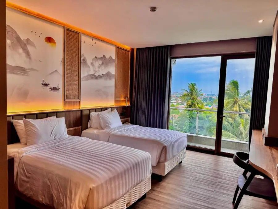 Junior Suite Twin with Balcony interior at Cahaya Villa Garut